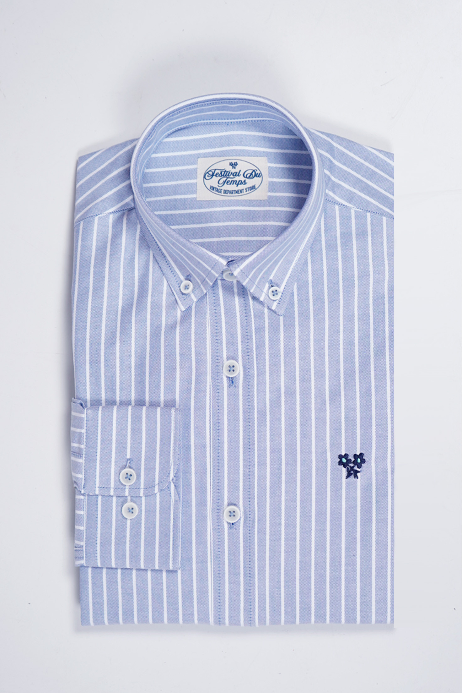 CAMISA CELESTE RAYA ANCHA