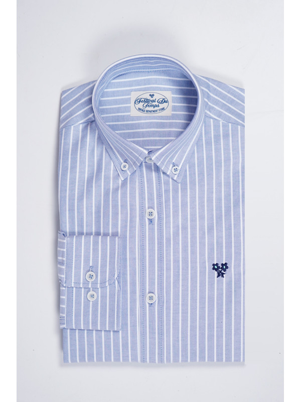 CAMISA CELESTE RAYA ANCHA