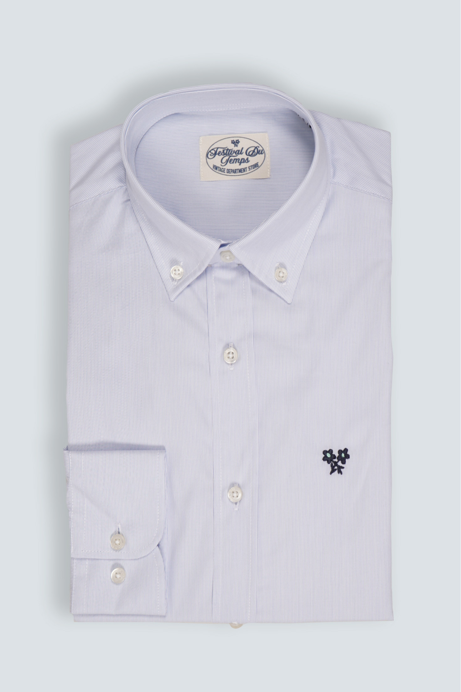 CAMISA MIL RAYAS CELESTE