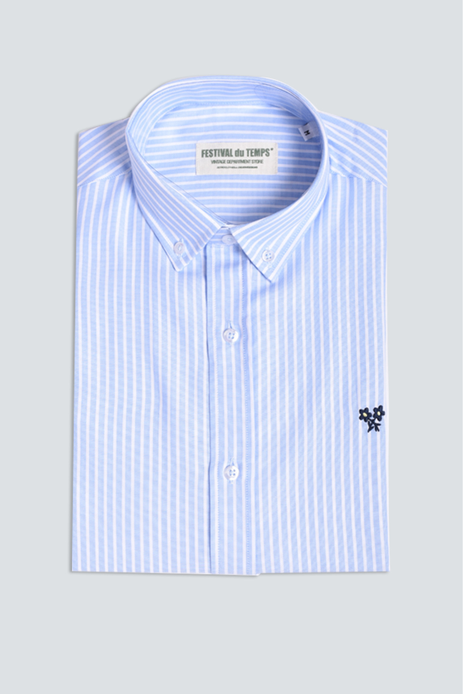 CAMISA CELESTE RAYA BLANCA