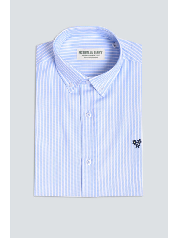 CAMISA CELESTE RAYA BLANCA