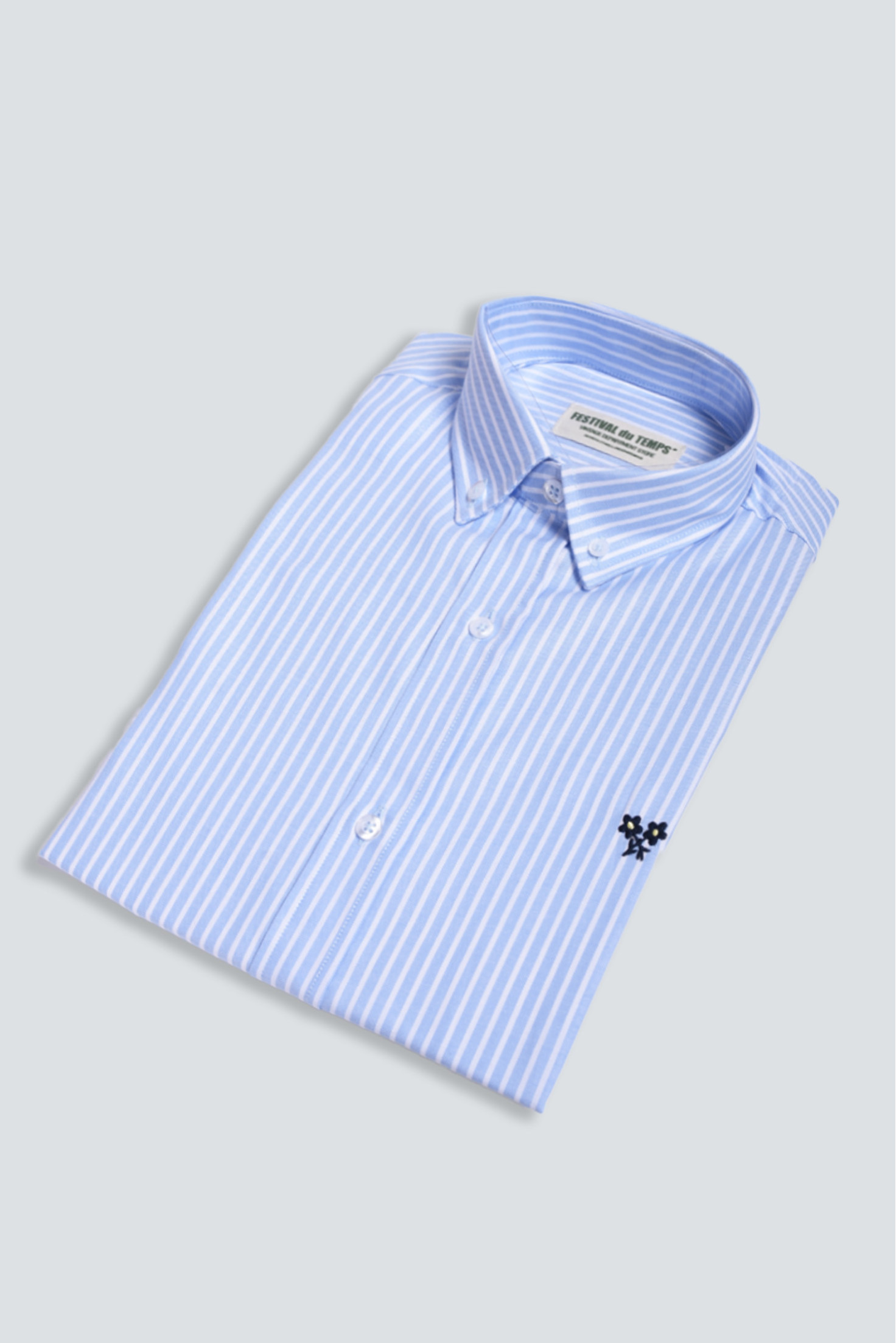 CAMISA CELESTE RAYA BLANCA