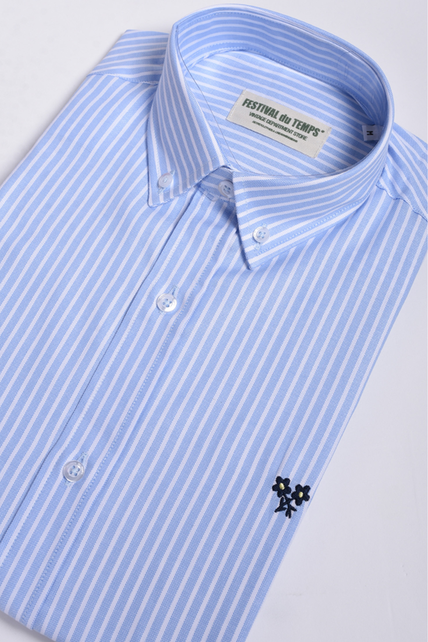 CAMISA CELESTE RAYA BLANCA