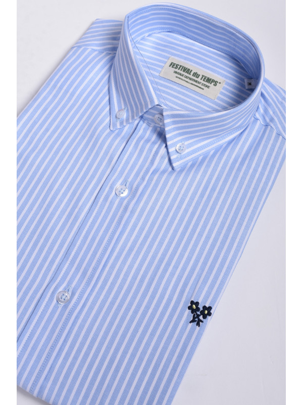 CAMISA CELESTE RAYA BLANCA