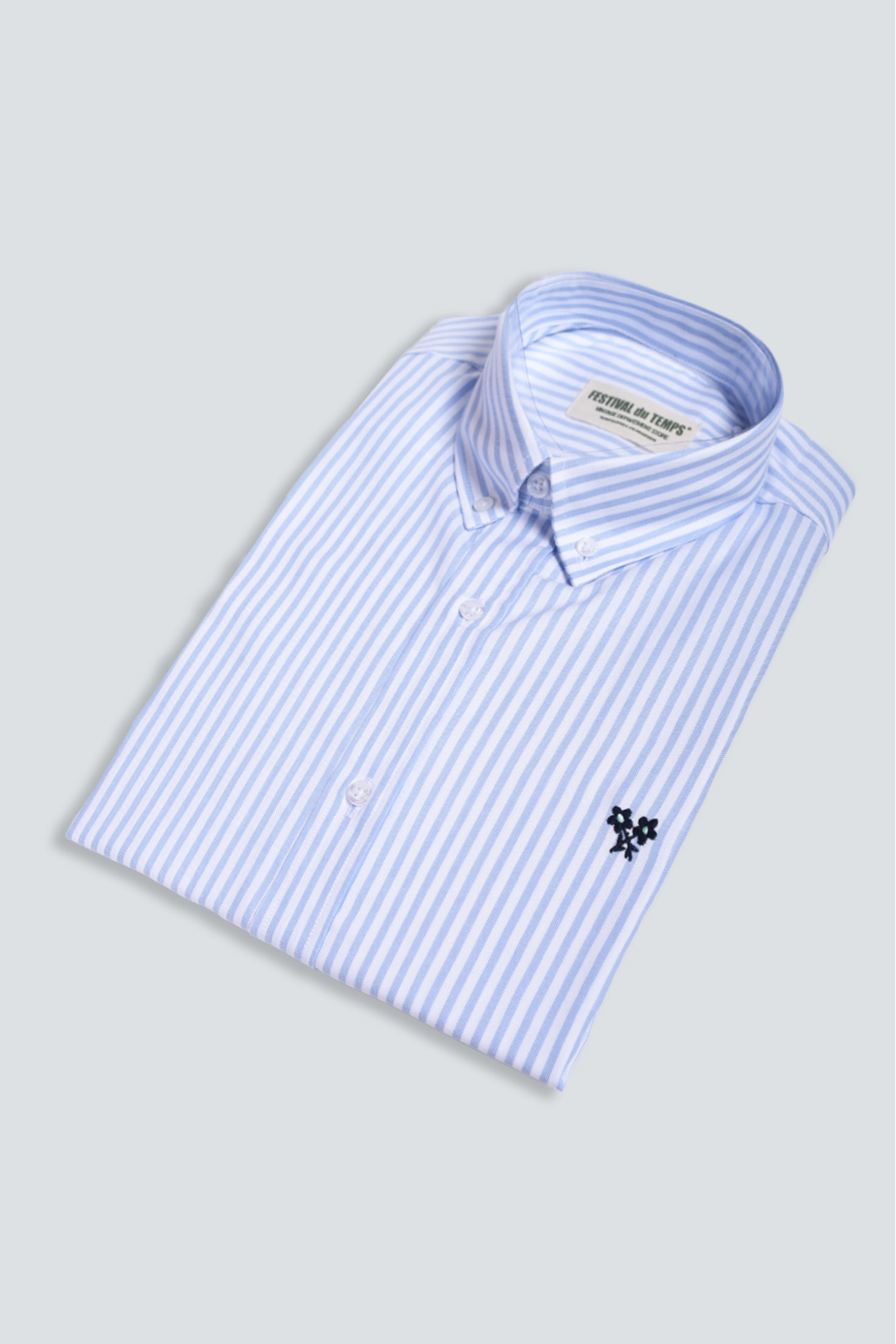 CAMISA RAYA CLÁSICA CELESTE