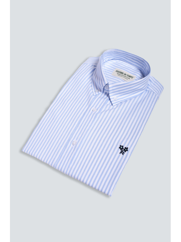 CAMISA RAYA CLÁSICA CELESTE