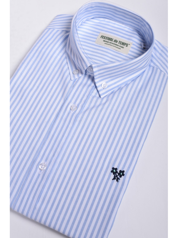 CAMISA RAYA CLÁSICA CELESTE
