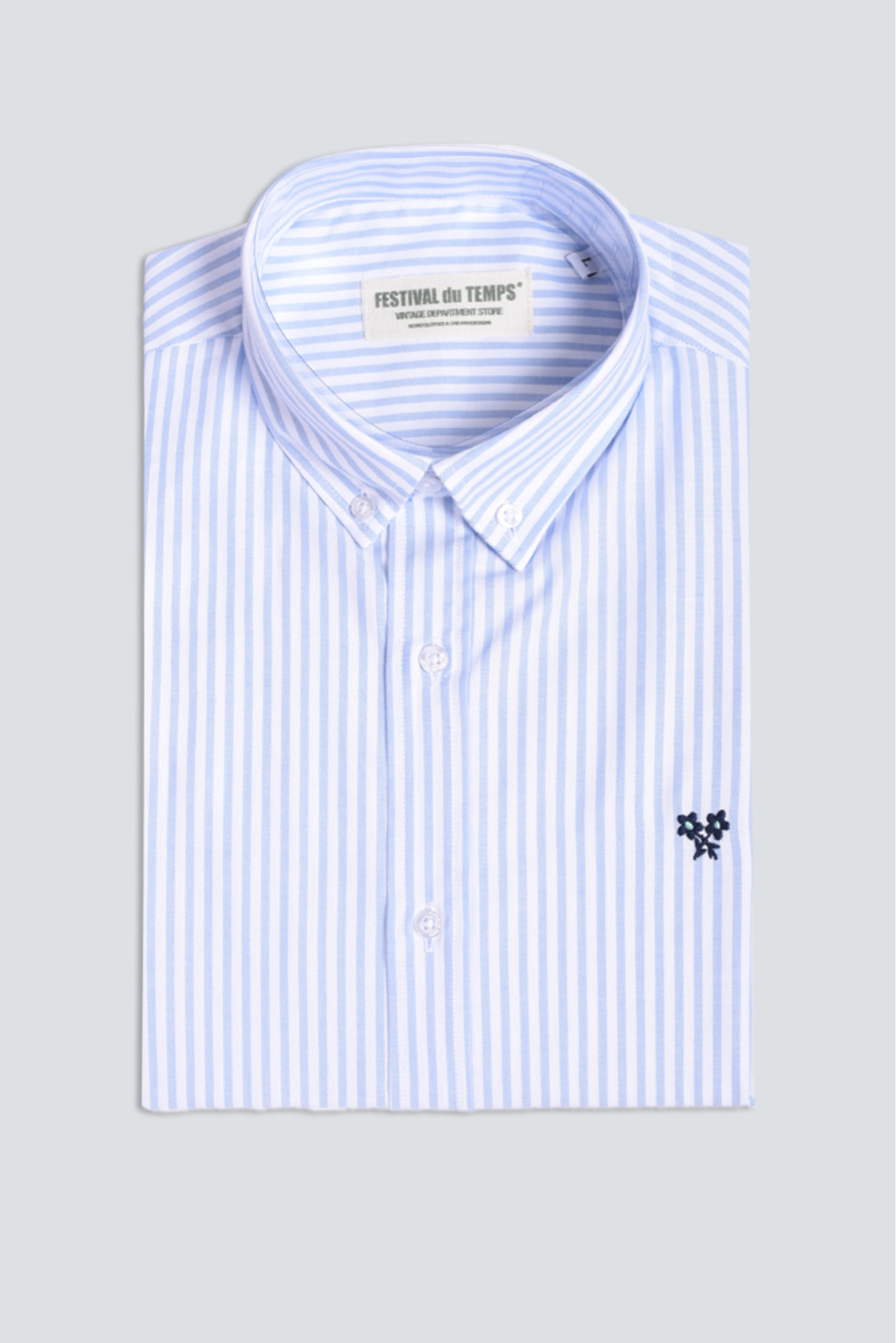 CAMISA RAYA CLÁSICA CELESTE