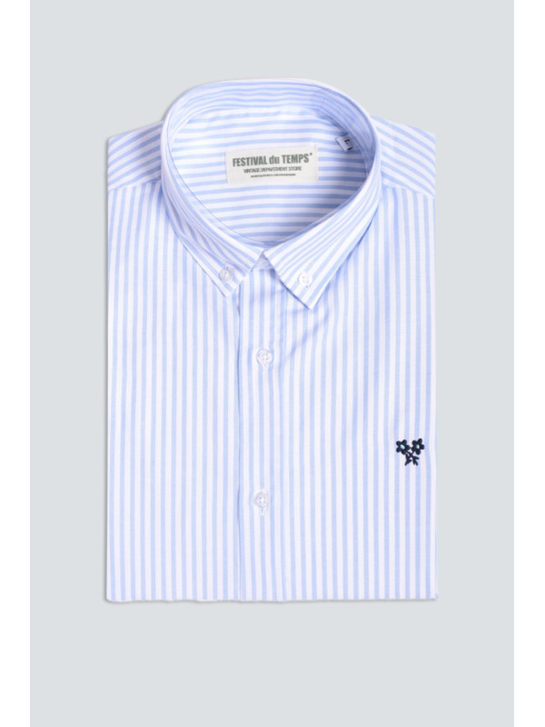 CAMISA RAYA CLÁSICA CELESTE