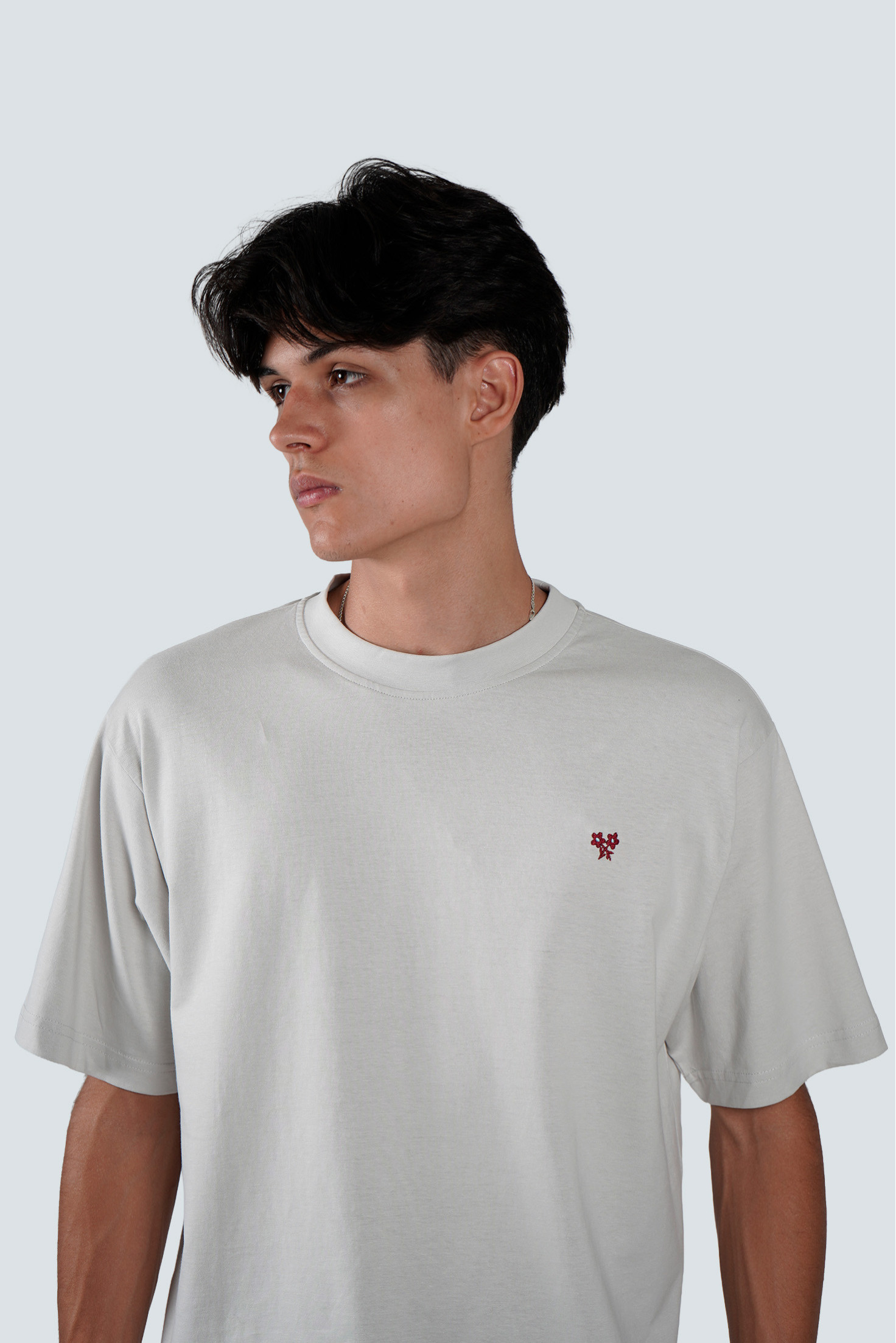 CAMISETA  FLOR gris claro