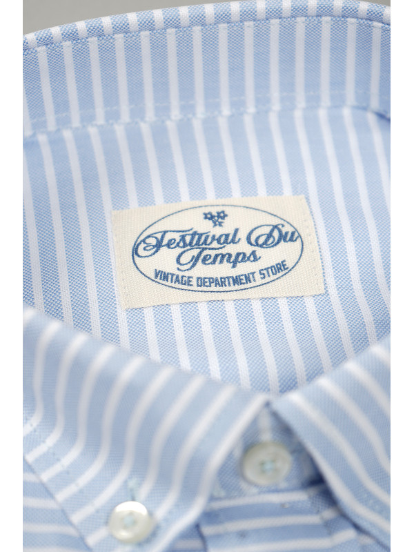 CAMISA CELESTE RAYA BLANCA