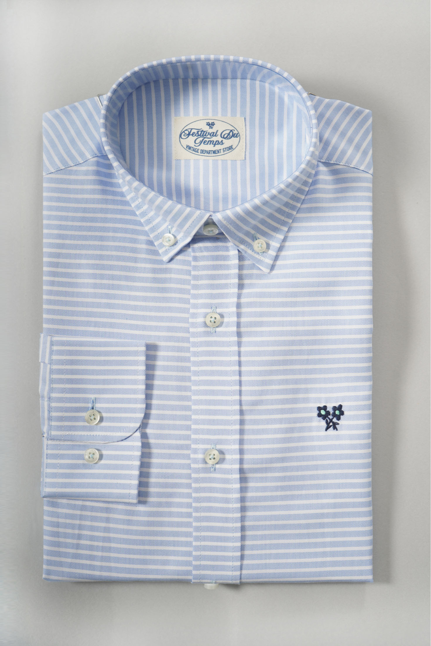 CAMISA CELESTE RAYA BLANCA