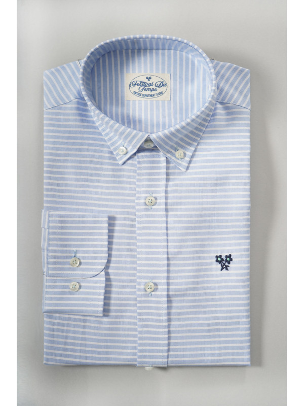 CAMISA CELESTE RAYA BLANCA