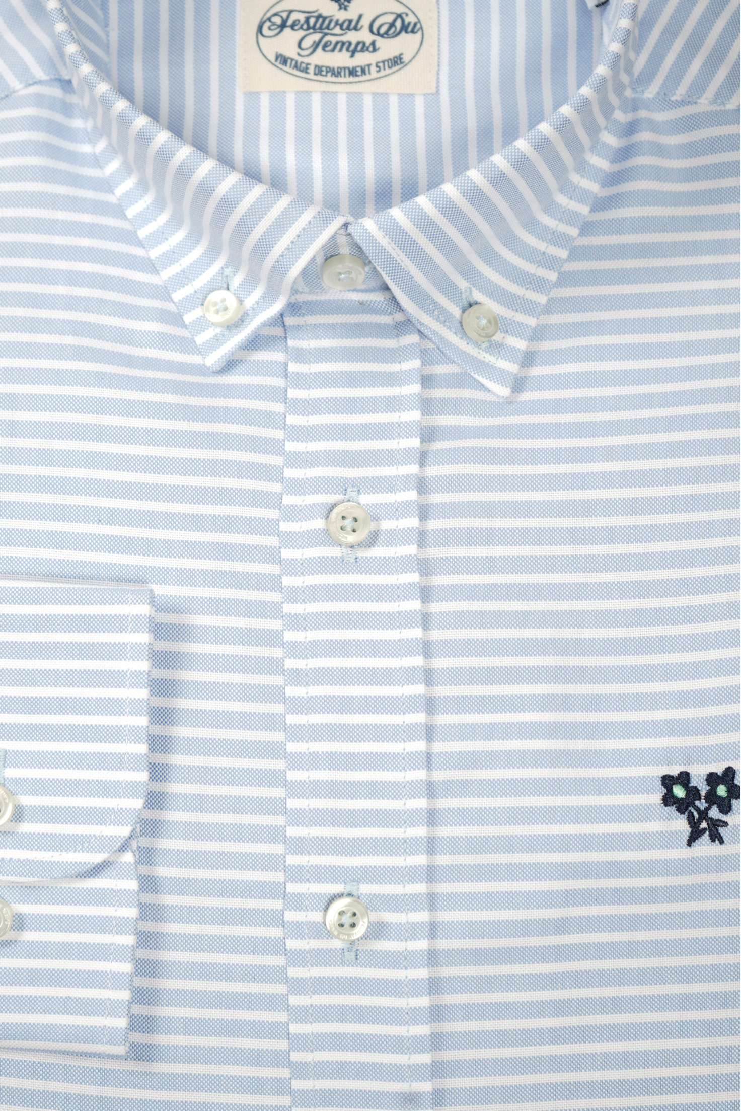 CAMISA CELESTE RAYA BLANCA