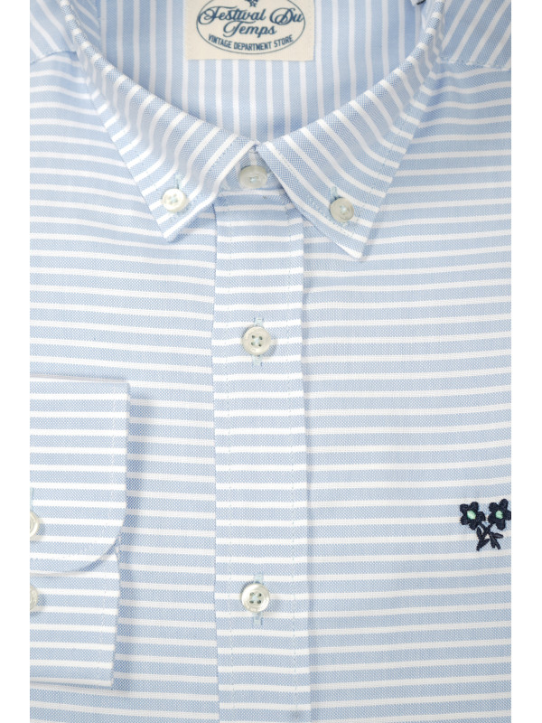 CAMISA CELESTE RAYA BLANCA