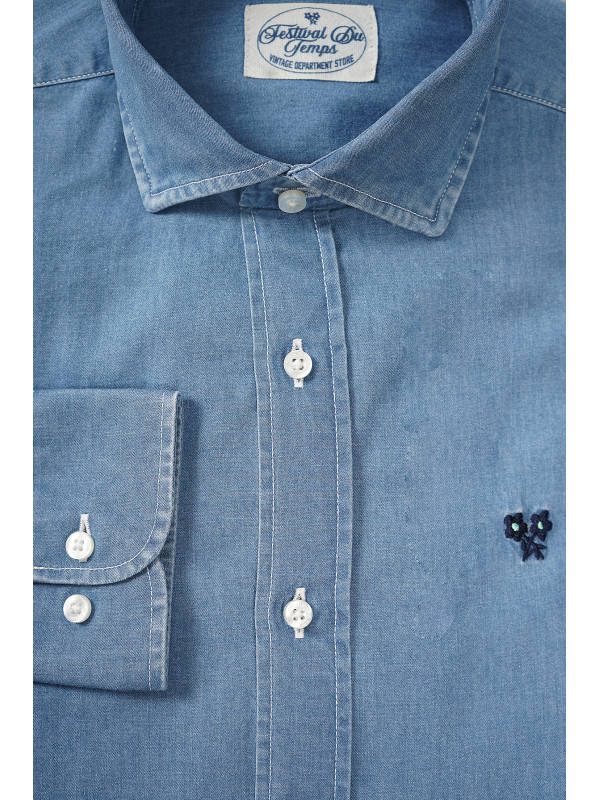 CAMISA DENIM AZUL CUELLO HÍBRIDO