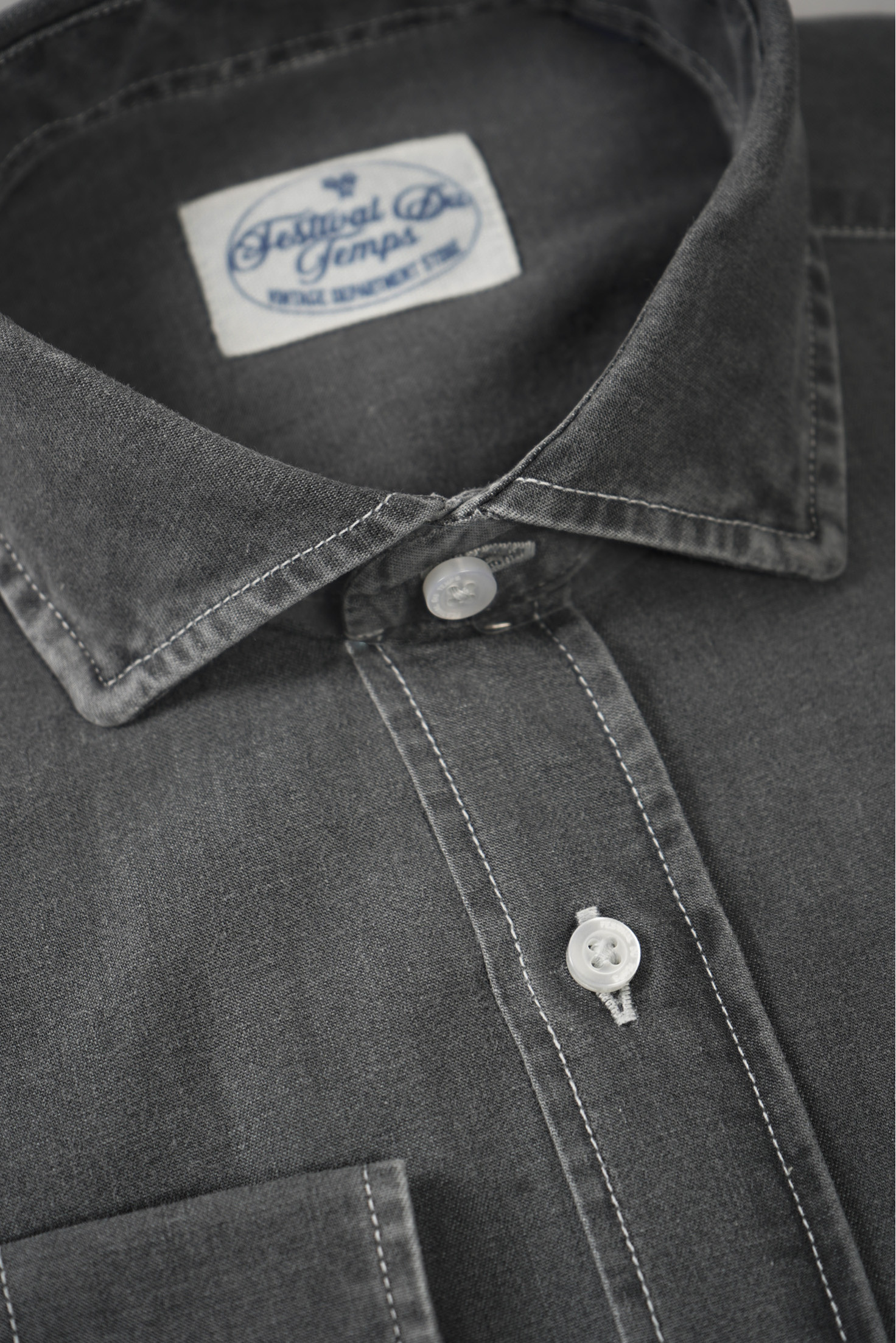 CAMISA DENIM CUELLO HIBRIDO ACERO