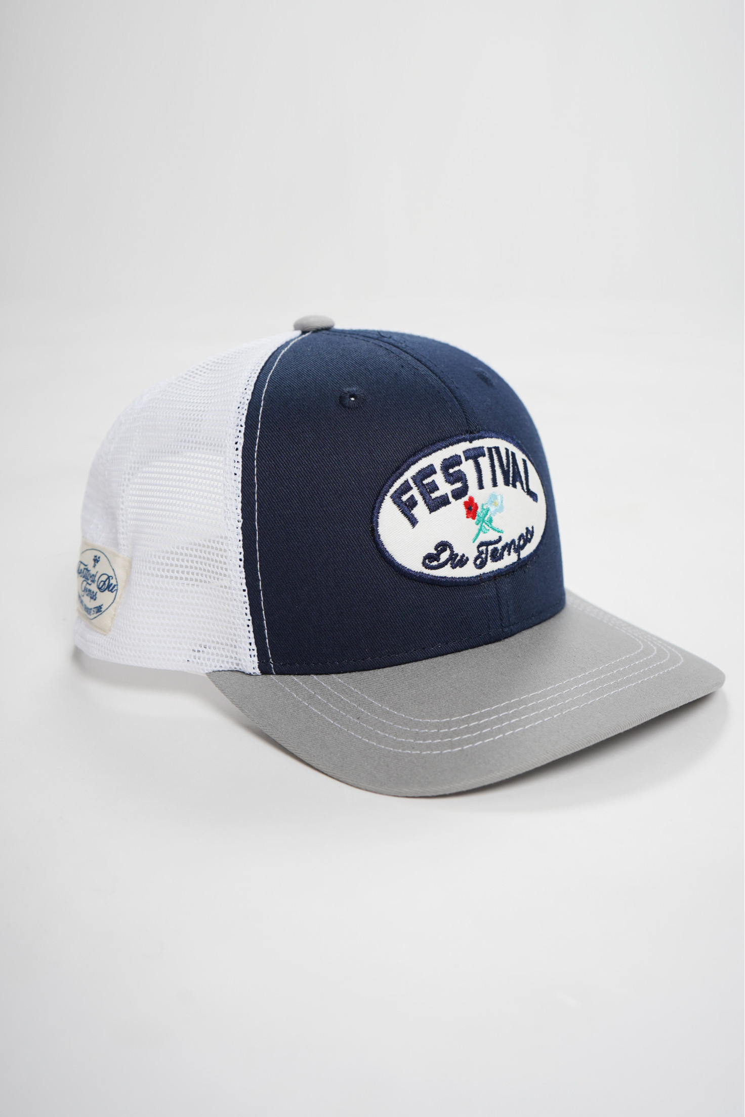 GORRA TRUCKER AZUL PARCHE FESTIVAL RETRO