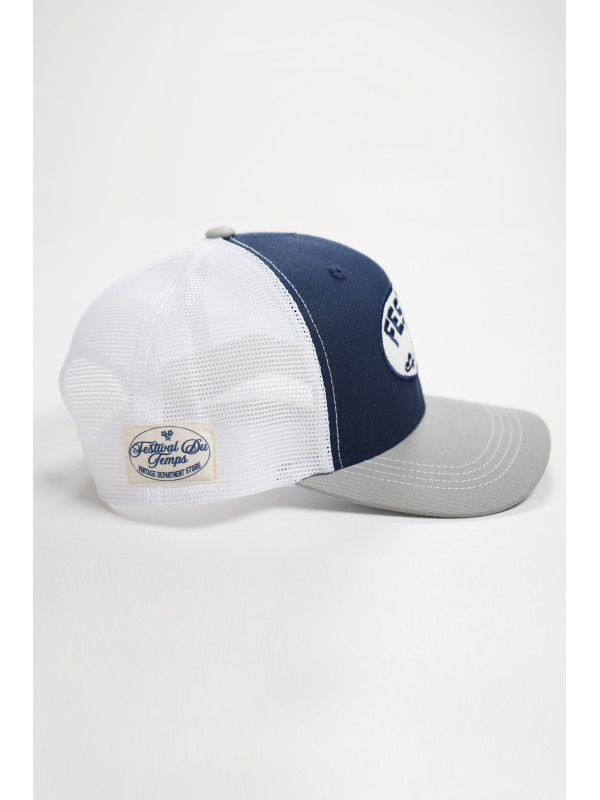 GORRA TRUCKER AZUL PARCHE FESTIVAL RETRO