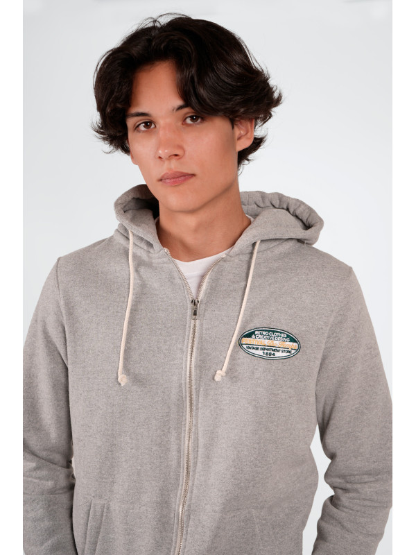 SUDADERA CREMALLERA GRIS PARCHE RETRO