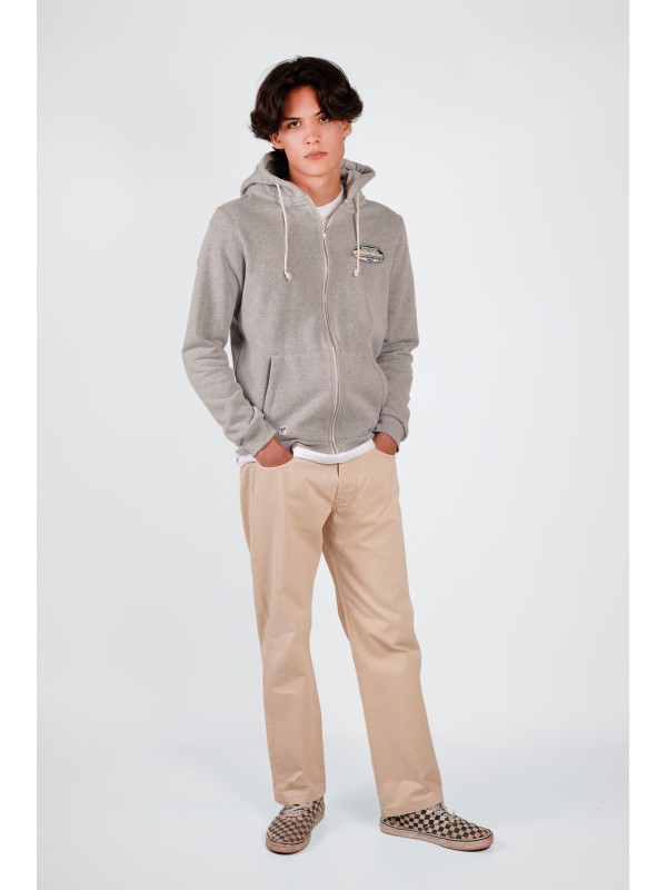 SUDADERA CREMALLERA GRIS PARCHE RETRO