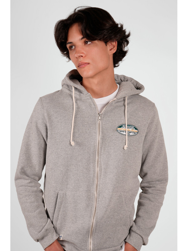 SUDADERA CREMALLERA GRIS PARCHE RETRO