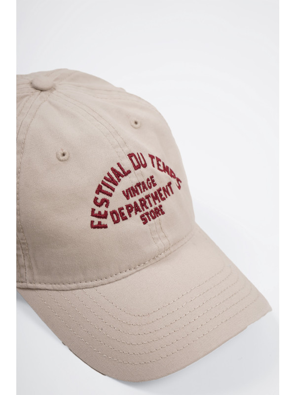 GORRA COTTON BEIGE RETRO GRANATE