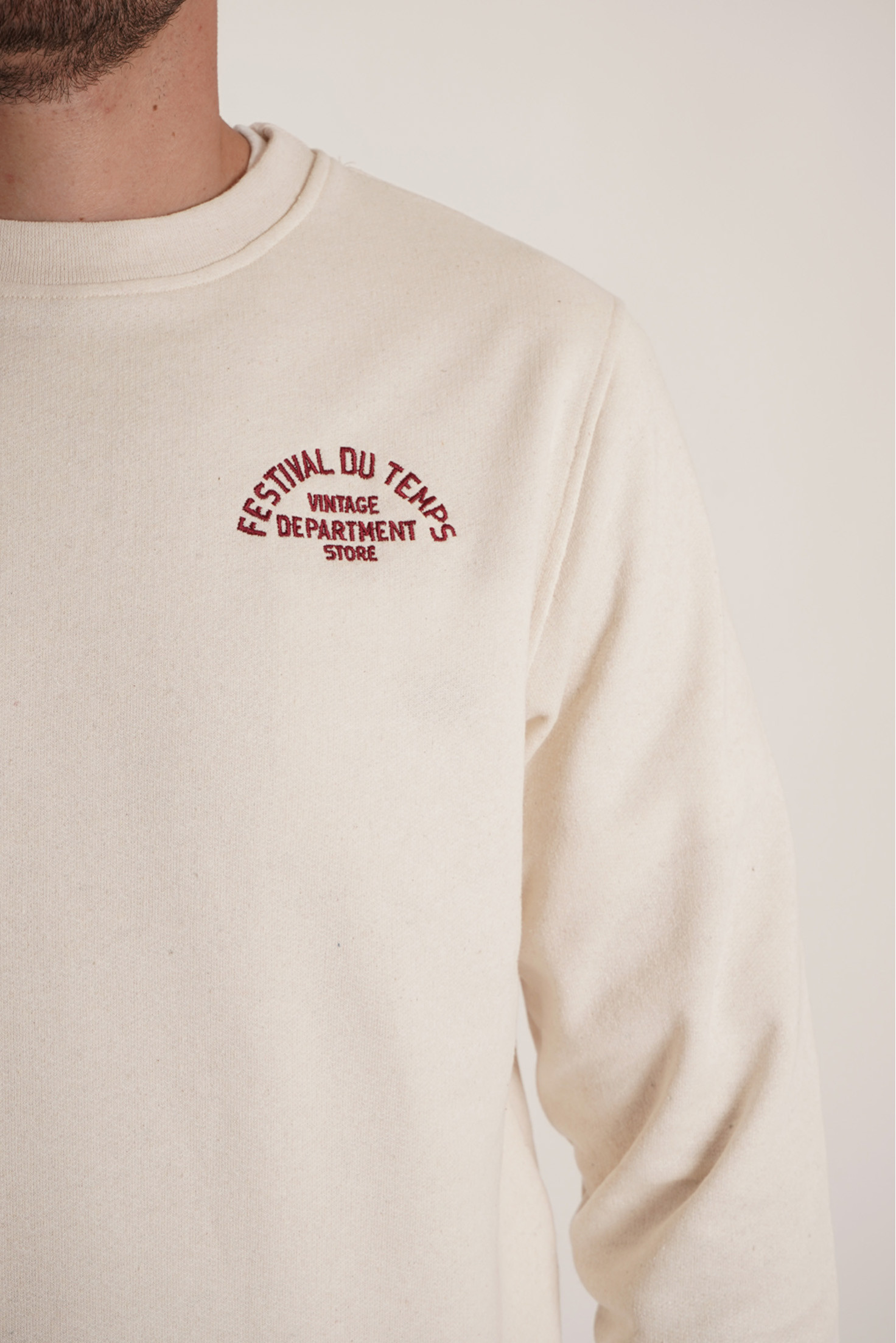 SUDADERA CUELLO REDONDO BEIGE