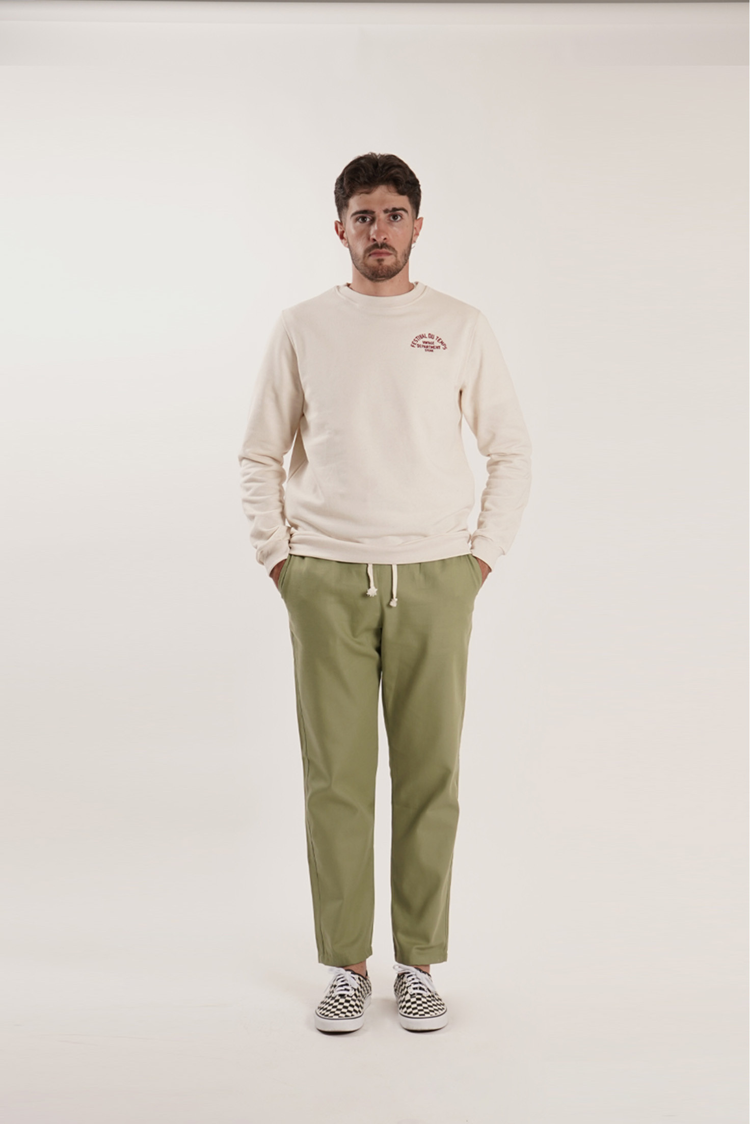 SUDADERA CUELLO REDONDO BEIGE