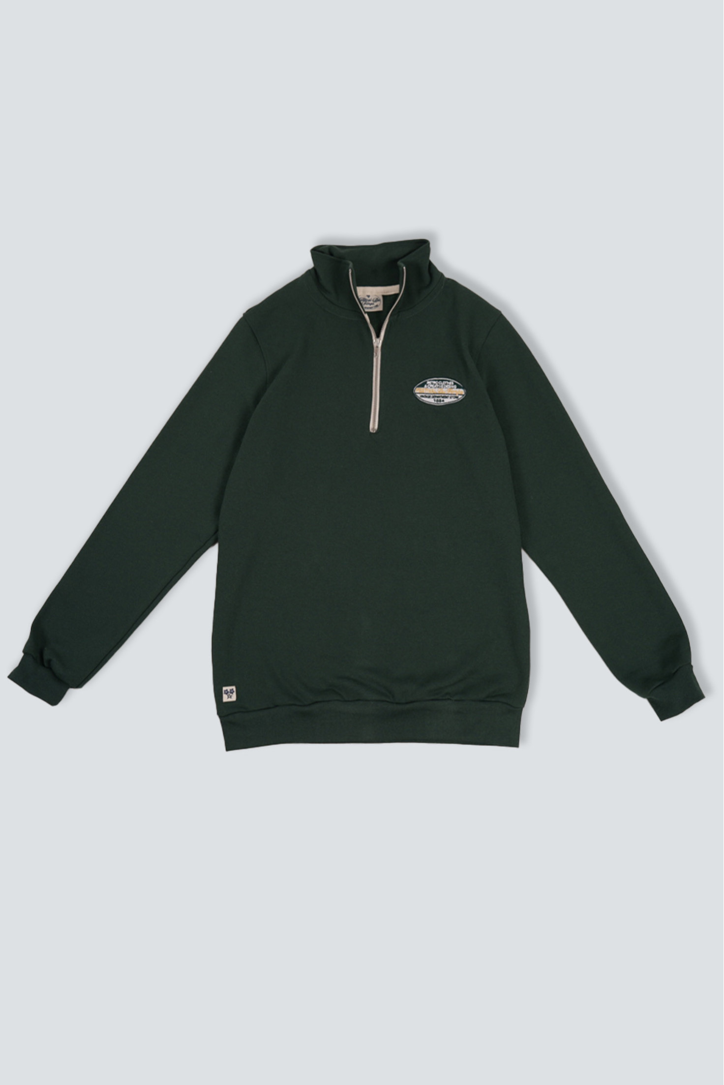 SUDADERA MEDIA CREMALLERA VERDE PARCHE RETRO