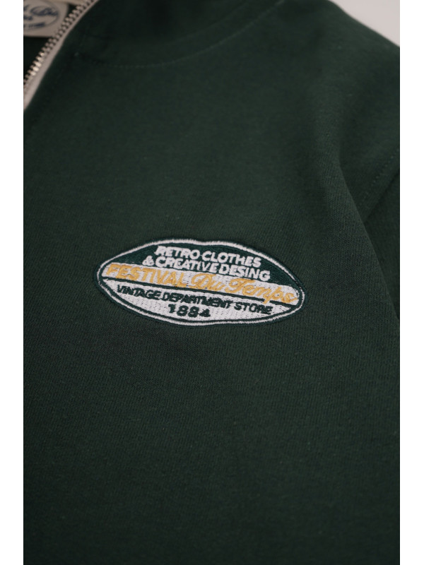 SUDADERA MEDIA CREMALLERA VERDE PARCHE RETRO