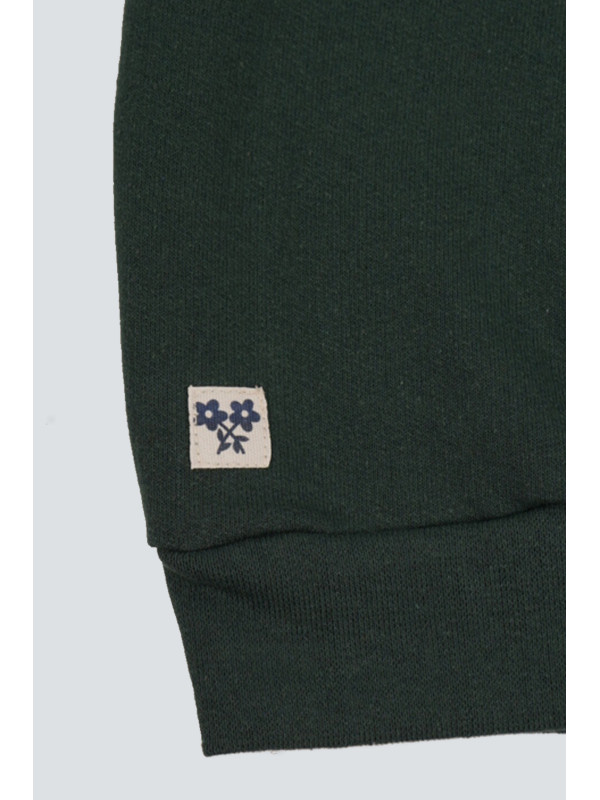 SUDADERA MEDIA CREMALLERA VERDE PARCHE RETRO