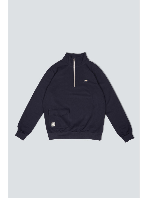 SUDADERA BOLSILLO MEDIA CREMALLERA MARINA