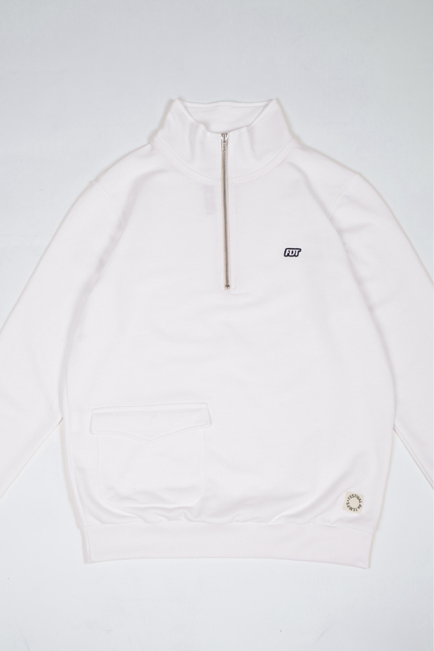 SUDADERA BOLSILLO MEDIA CREMALLERA BLANCA