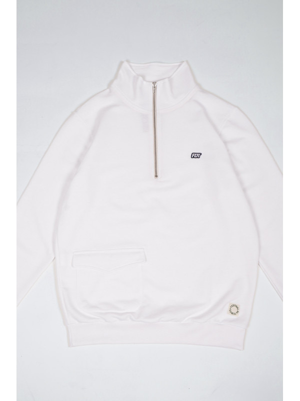SUDADERA BOLSILLO MEDIA CREMALLERA BLANCA