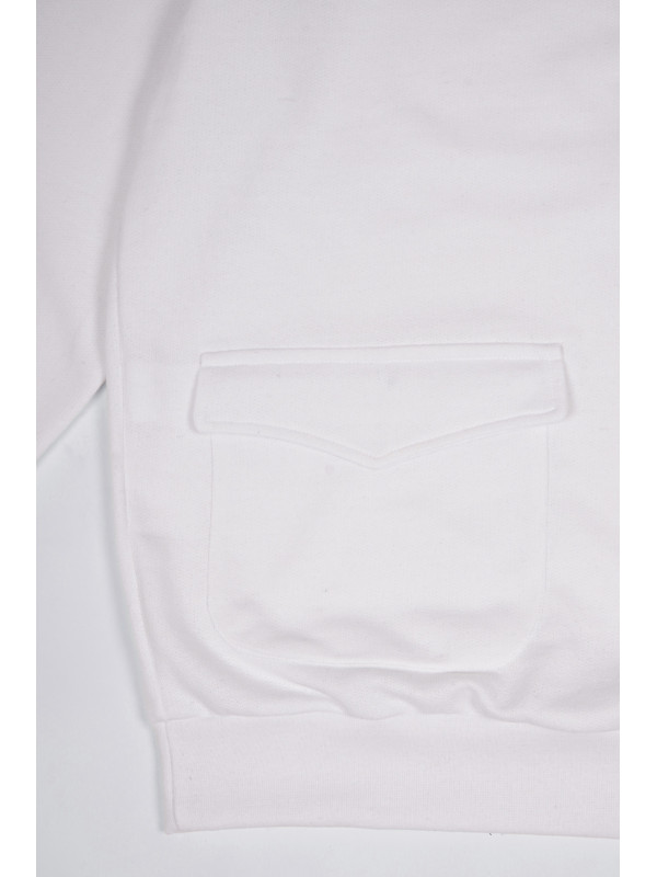 SUDADERA BOLSILLO MEDIA CREMALLERA BLANCA