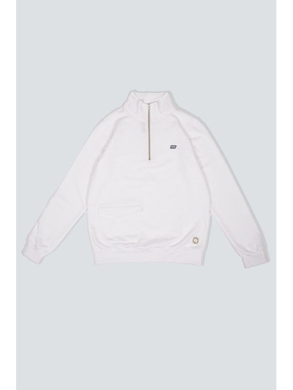 SUDADERA BOLSILLO MEDIA CREMALLERA BLANCA