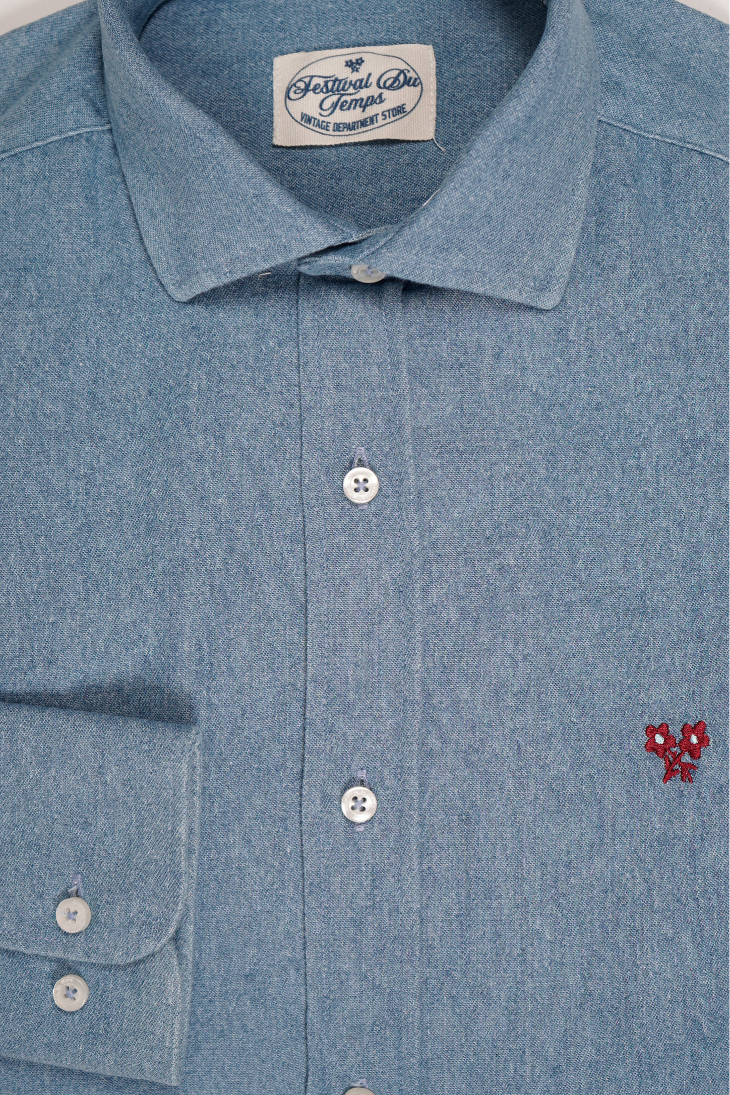 CAMISA DENIM CUELLO HÍBRIDO