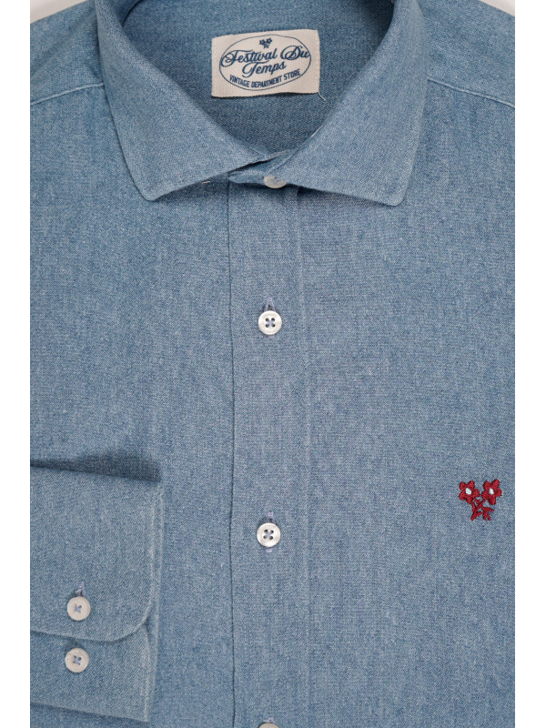CAMISA DENIM CUELLO HÍBRIDO